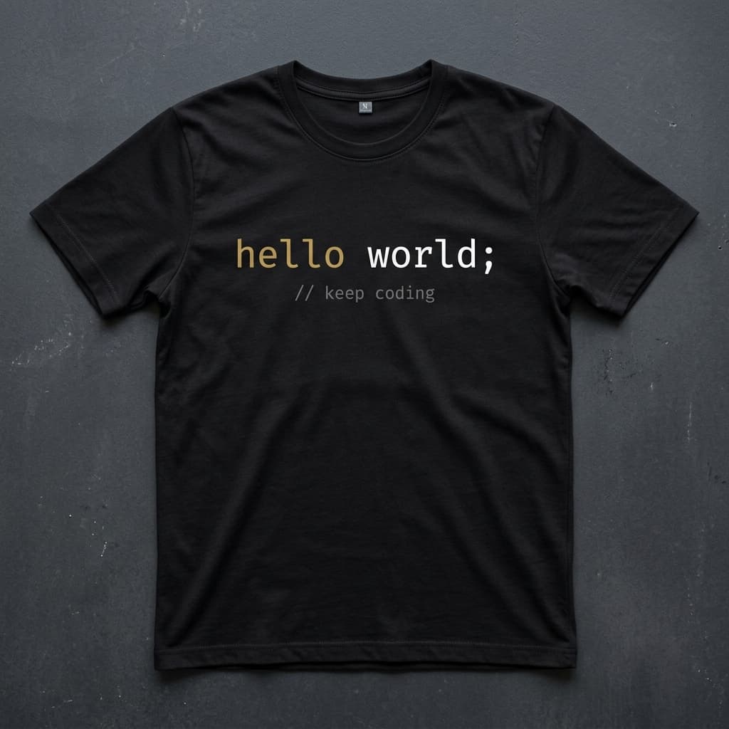 Áo thun lập trình viên - Mặt trước (hello world)